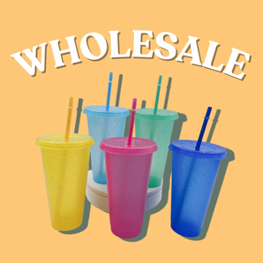 Wholesale - LTU Glitter Coloured 24oz Tumblers with Straw and Lid