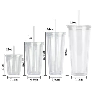 Wholesale - LTU Clear Dual Walled Tumbler with Straw and Lid